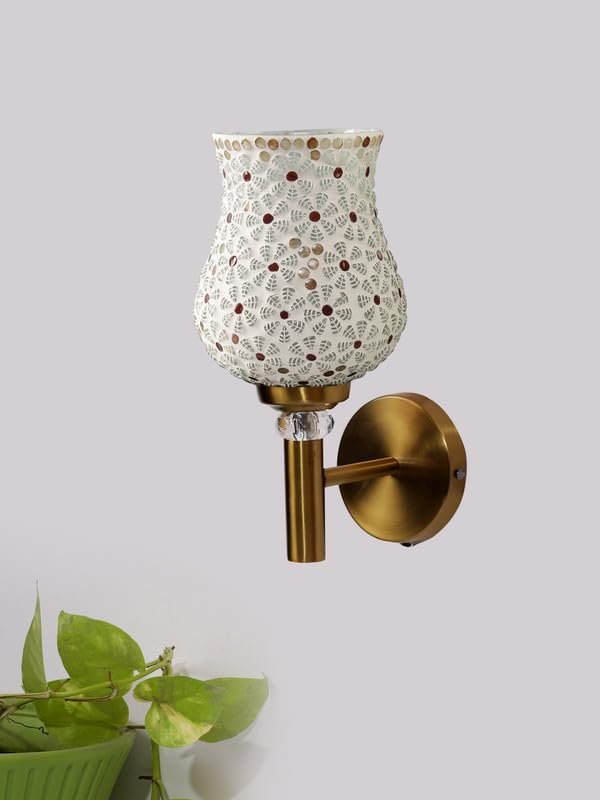 Multicolor Wall Lamp | Elegant Mosaic Glass & Wood Design | Stylish Ambient Light for Home, Office, Living Room, Bedroom, Hallway | Modern Decorative Wall Sconce - Model VX18