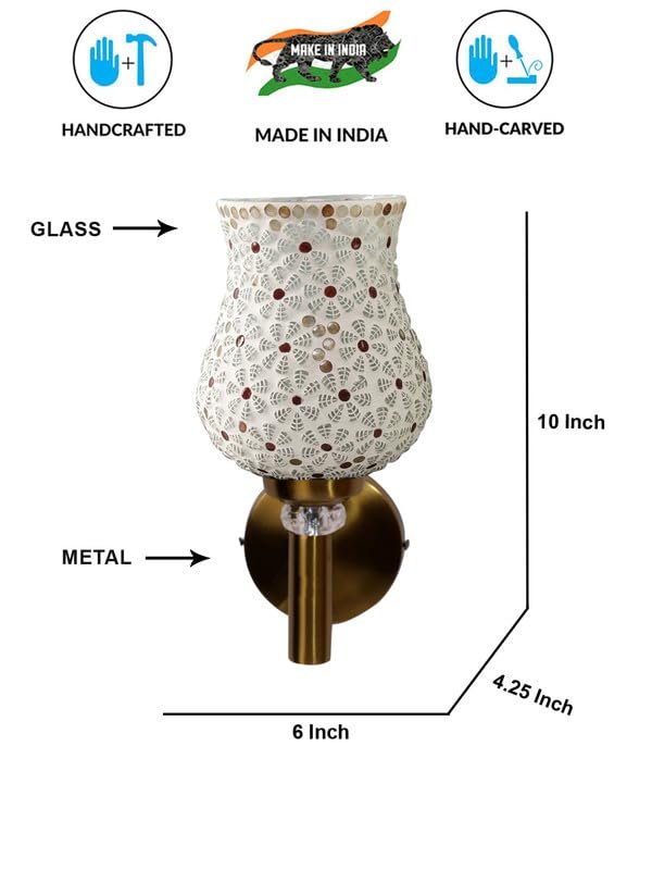 Multicolor Wall Lamp | Elegant Mosaic Glass & Wood Design | Stylish Ambient Light for Home, Office, Living Room, Bedroom, Hallway | Modern Decorative Wall Sconce - Model VX18