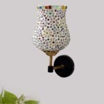 Multicolor Wall Lamp | Elegant Mosaic Glass & Wood Design | Stylish Ambient Light for Home, Office, Living Room, Bedroom, Hallway | Modern Decorative Wall Sconce – Model VX50