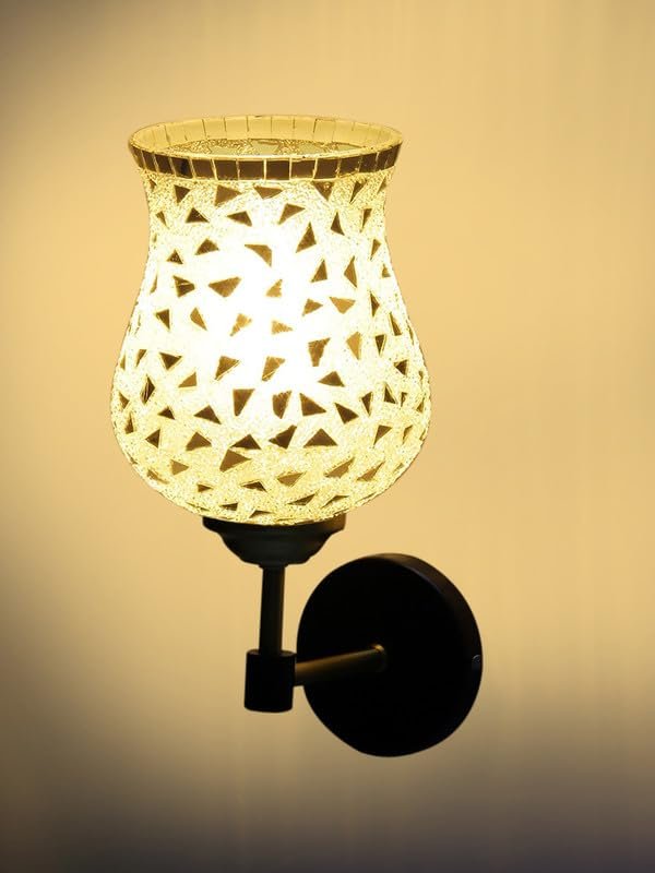 Multicolor Wall Lamp | Elegant Mosaic Glass & Wood Design | Stylish Ambient Light for Home, Office, Living Room, Bedroom, Hallway | Modern Decorative Wall Sconce - Model VX51