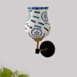 Multicolor Wall Lamp | Elegant Mosaic Glass & Wood Design | Stylish Ambient Light for Home, Office, Living Room, Bedroom, Hallway | Modern Decorative Wall Sconce – Model VX53