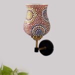 Multicolor Wall Lamp | Elegant Mosaic Glass & Wood Design | Stylish Ambient Light for Home, Office, Living Room, Bedroom, Hallway | Modern Decorative Wall Sconce – Model VX56