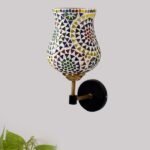 Multicolor Wall Lamp | Elegant Mosaic Glass & Wood Design | Stylish Ambient Light for Home, Office, Living Room, Bedroom, Hallway | Modern Decorative Wall Sconce – Model VX61