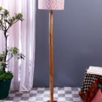 Multicolor Cotton Cotton Drum Shade with Wood Floor lamp for Decoration/Office/Home/Gifting/Study .-(12x12x57 Inches)