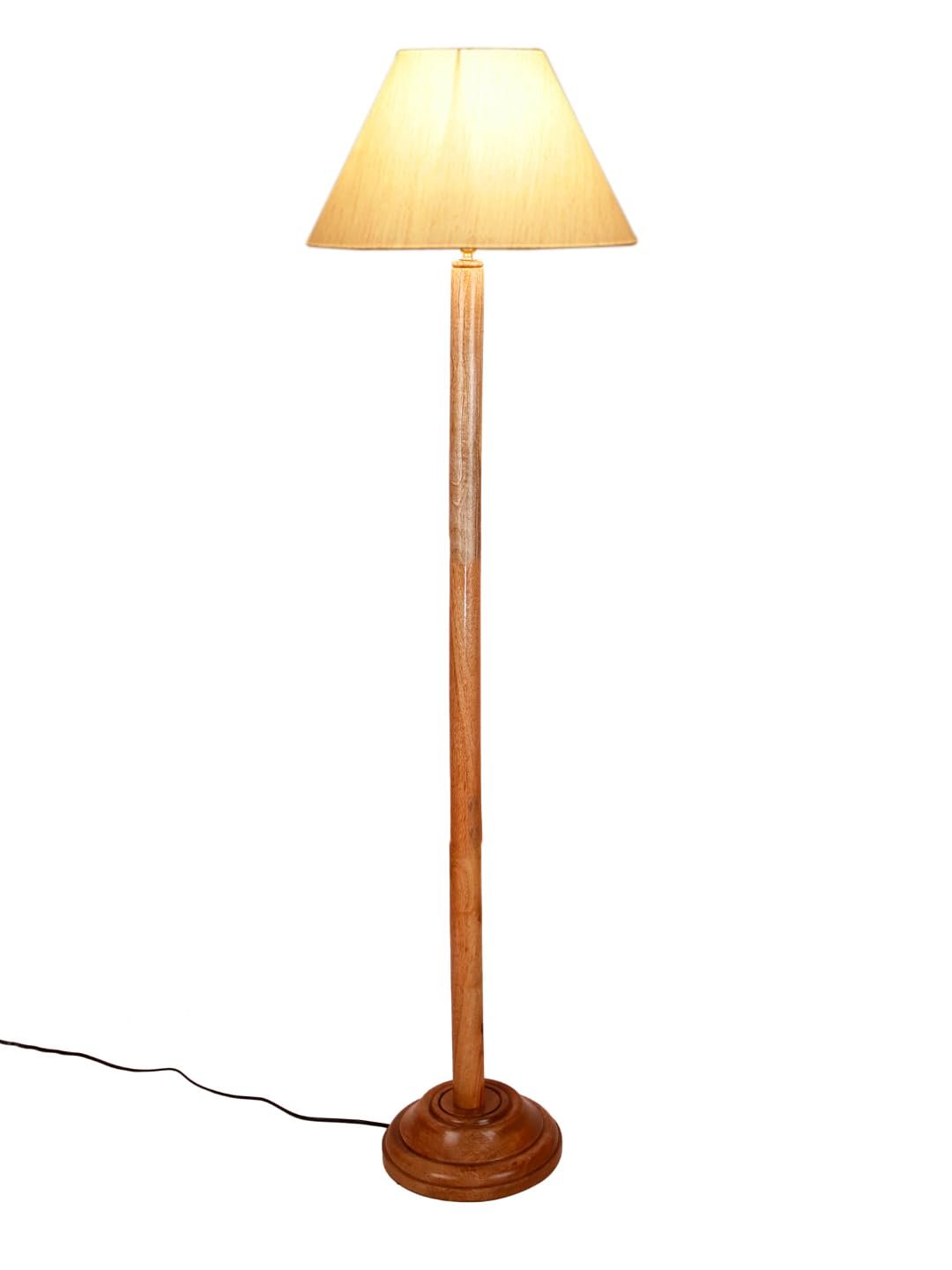Off-White Cotton Conical Shade with Wood Floor lamp for Decoration/Office/Home/Gifting/Study .-(14x14x58.7 Inches)