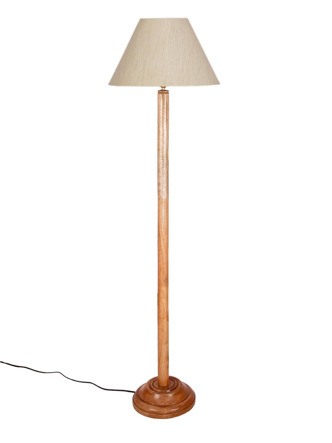Off-White Cotton Conical Shade with Wood Floor lamp for Decoration/Office/Home/Gifting/Study .-(14x14x58.7 Inches)