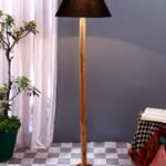 Black Cotton Conical Shade with Wood Floor lamp for Decoration/Office/Home/Gifting/Study .-(14x14x58.7 Inches)