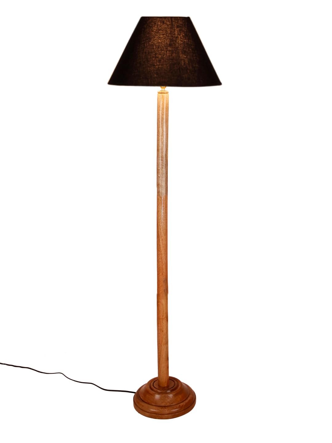Black Cotton Conical Shade with Wood Floor lamp for Decoration/Office/Home/Gifting/Study .-(14x14x58.7 Inches)