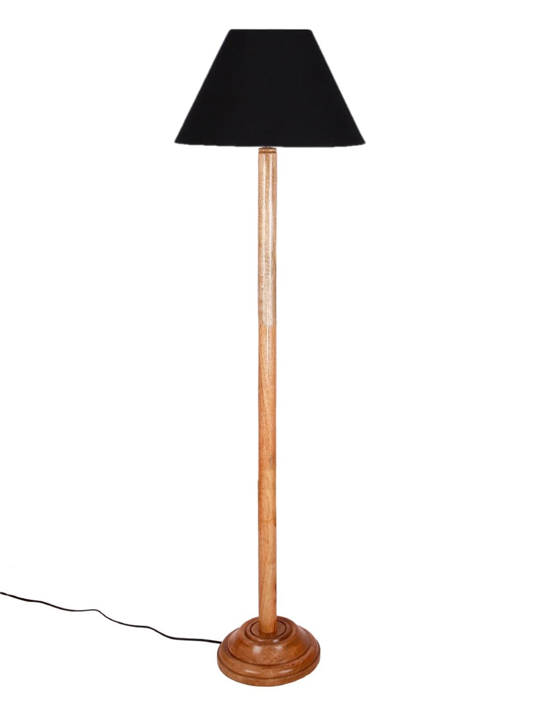 Black Cotton Conical Shade with Wood Floor lamp for Decoration/Office/Home/Gifting/Study .-(14x14x58.7 Inches)
