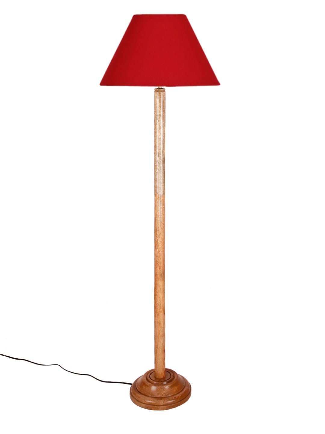 Red Cotton Conical Shade with Wood Floor lamp for Decoration/Office/Home/Gifting/Study .-(14x14x58.7 Inches)