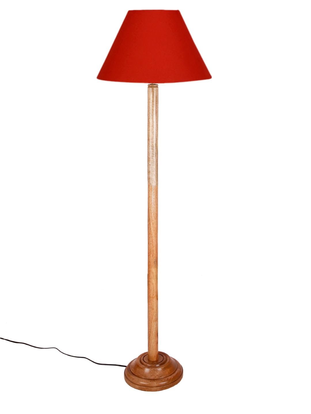 Orange Cotton Conical Shade with Wood Floor lamp for Decoration/Office/Home/Gifting/Study .-(14x14x58.7 Inches)
