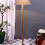 Grey Cotton Conical Shade with Wood Floor lamp for Decoration/Office/Home/Gifting/Study .-(14x14x58.7 Inches)