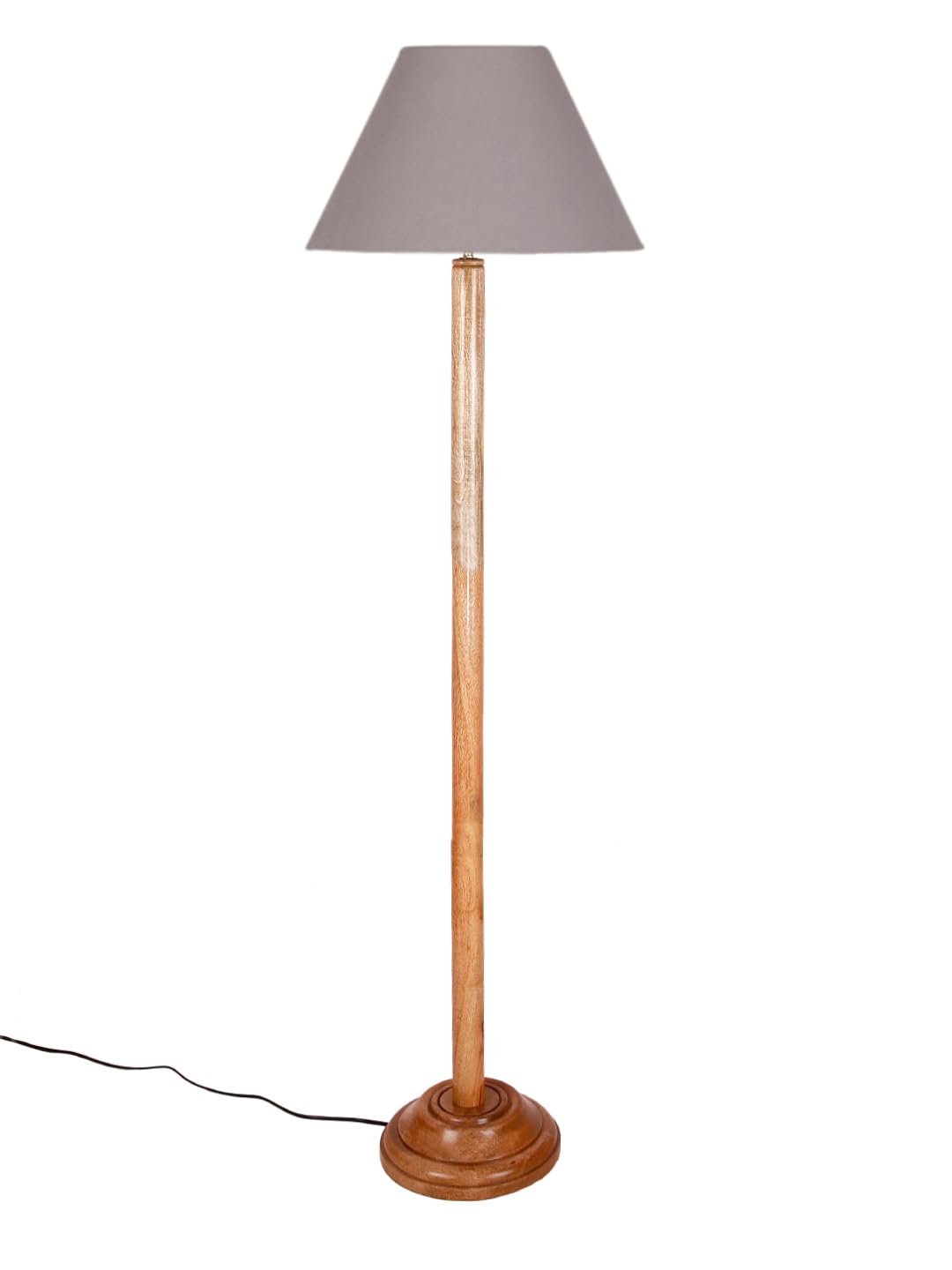 Grey Cotton Conical Shade with Wood Floor lamp for Decoration/Office/Home/Gifting/Study .-(14x14x58.7 Inches)