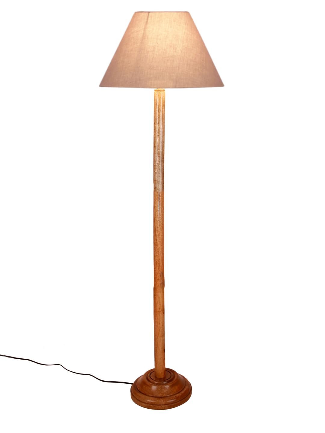 Grey Cotton Conical Shade with Wood Floor lamp for Decoration/Office/Home/Gifting/Study .-(14x14x58.7 Inches)