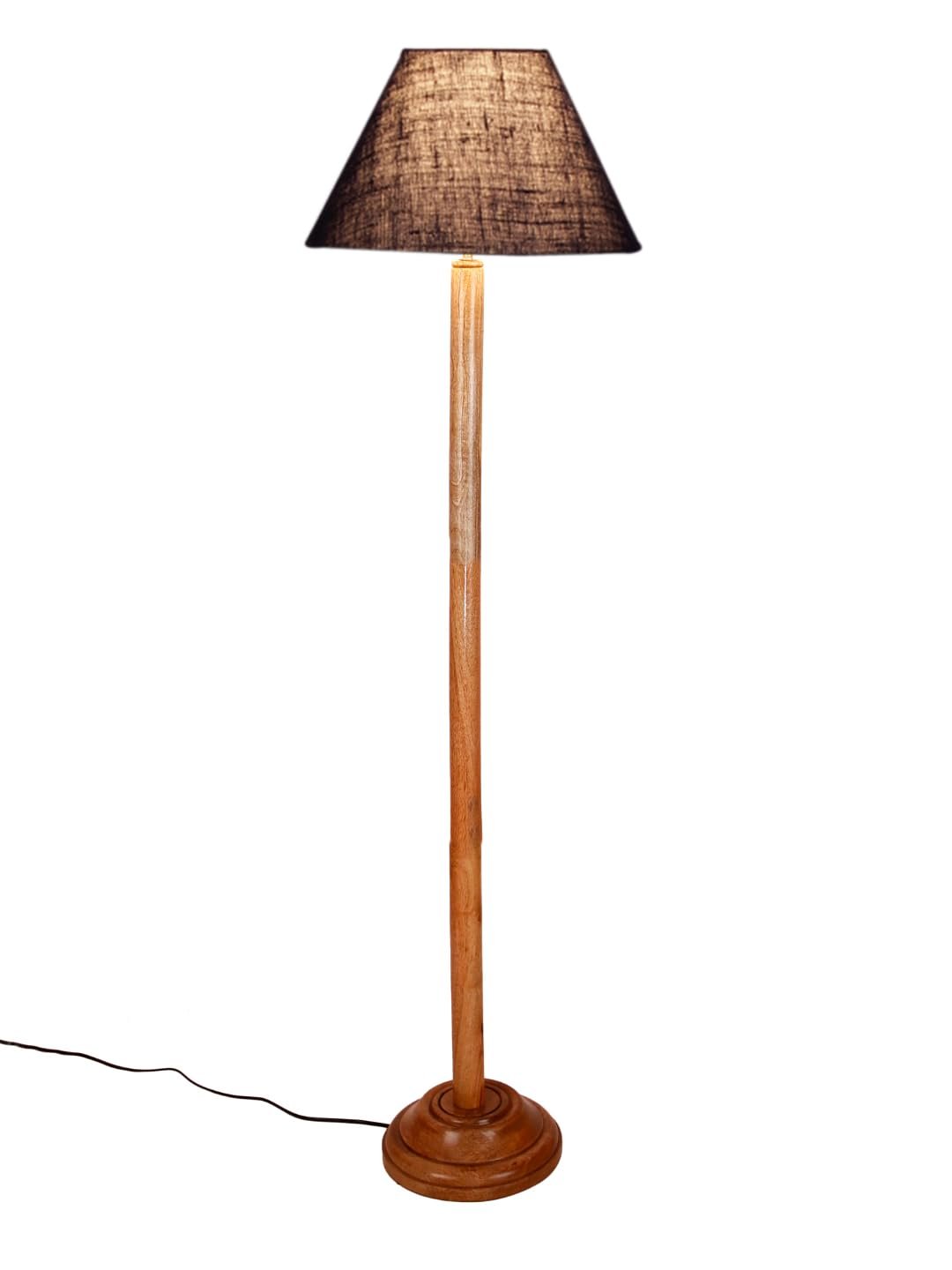 Blue Jute Conical Shade with Wood Floor lamp for Decoration/Office/Home/Gifting/Study .-(14x14x58.7 Inches)