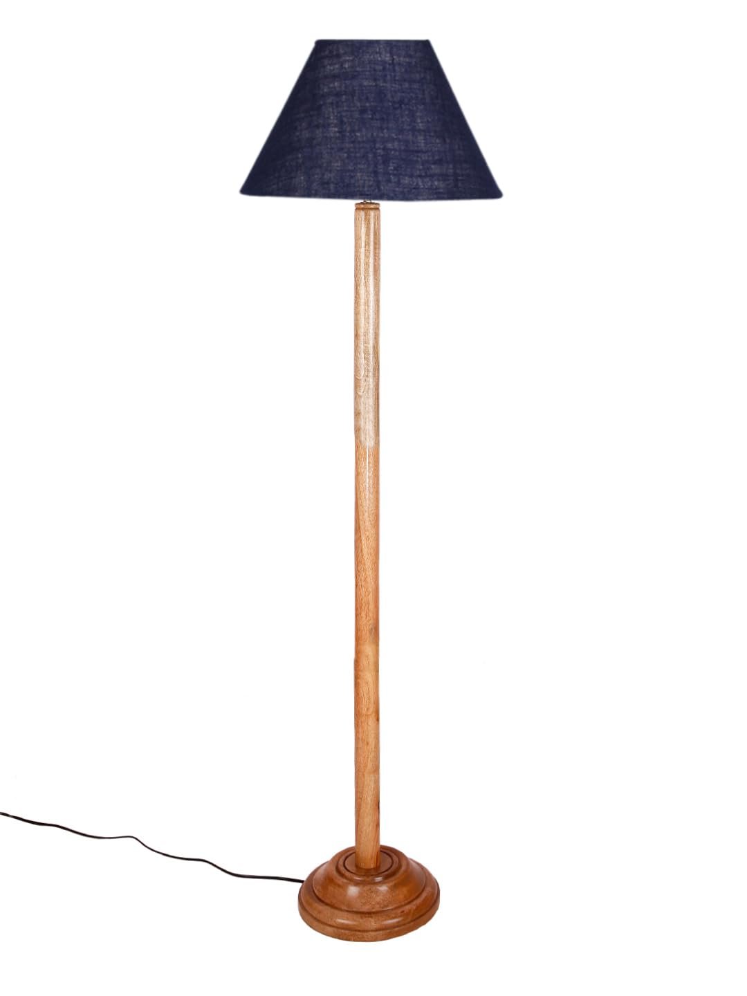 Blue Jute Conical Shade with Wood Floor lamp for Decoration/Office/Home/Gifting/Study .-(14x14x58.7 Inches)
