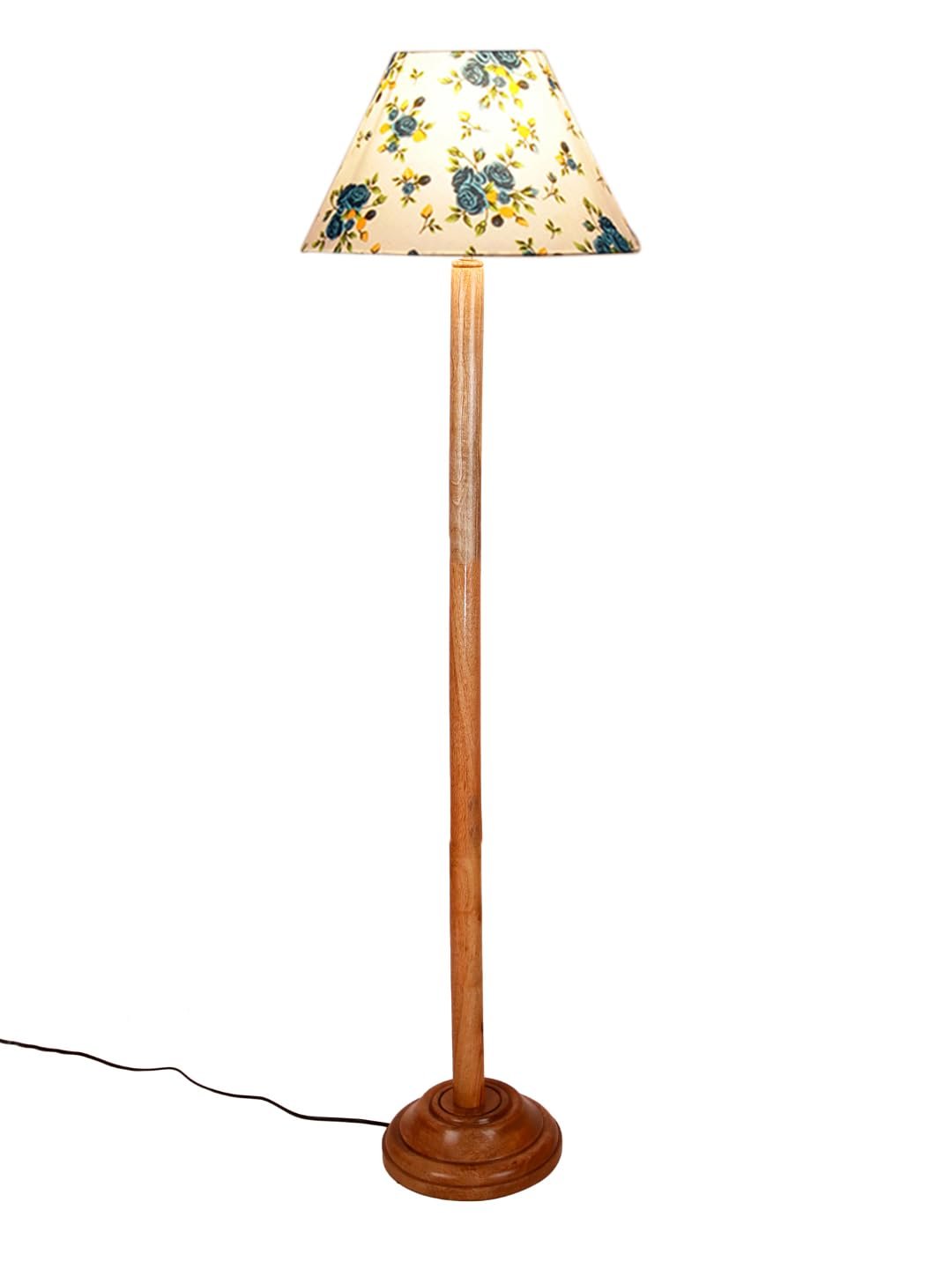 Multicolor Cotton Cotton Conical Shade with Wood Floor lamp for Decoration/Office/Home/Gifting/Study .-(14x14x58.7 Inches)-C