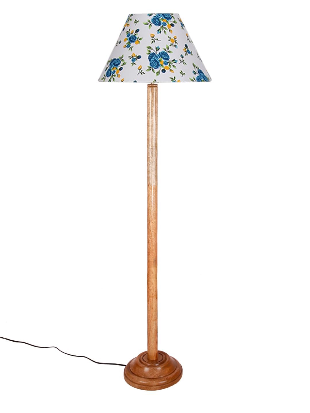 Multicolor Cotton Cotton Conical Shade with Wood Floor lamp for Decoration/Office/Home/Gifting/Study .-(14x14x58.7 Inches)-C