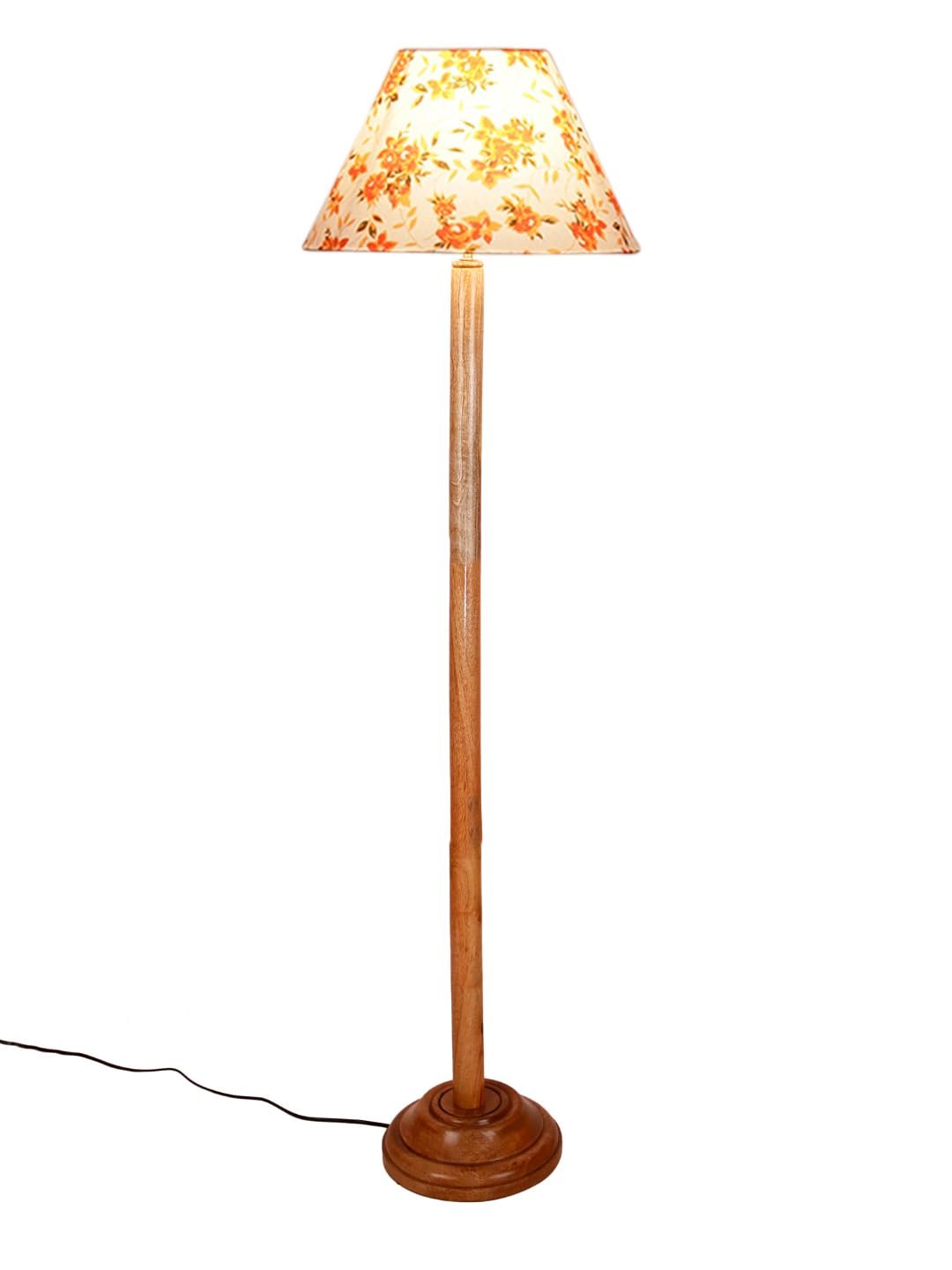 Multicolor Cotton Cotton Conical Shade with Wood Floor lamp for Decoration/Office/Home/Gifting/Study .-(14x14x58.7 Inches)-D