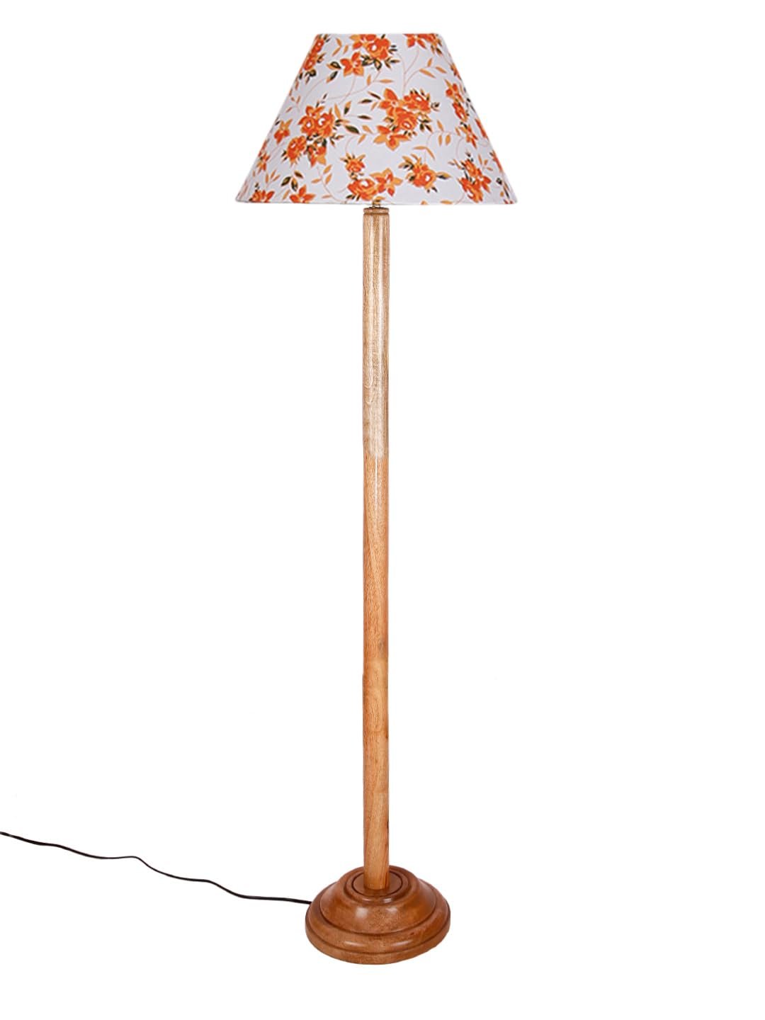 Multicolor Cotton Cotton Conical Shade with Wood Floor lamp for Decoration/Office/Home/Gifting/Study .-(14x14x58.7 Inches)-D