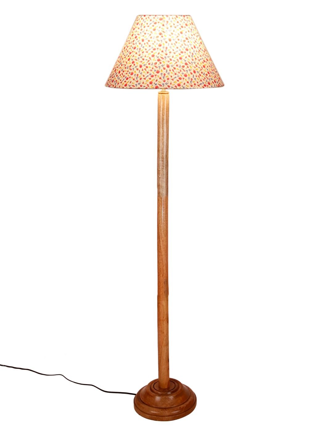 Multicolor Cotton Cotton Conical Shade with Wood Floor lamp for Decoration/Office/Home/Gifting/Study .-(14x14x58.7 Inches)-L