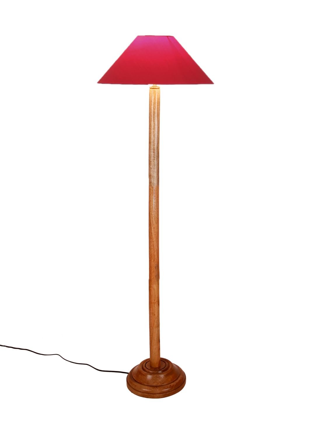 Red Cotton Coolie Shade Wood Floor lamp for Decoration/Office/Home/Gifting/Study .(Pink,Jute) 32