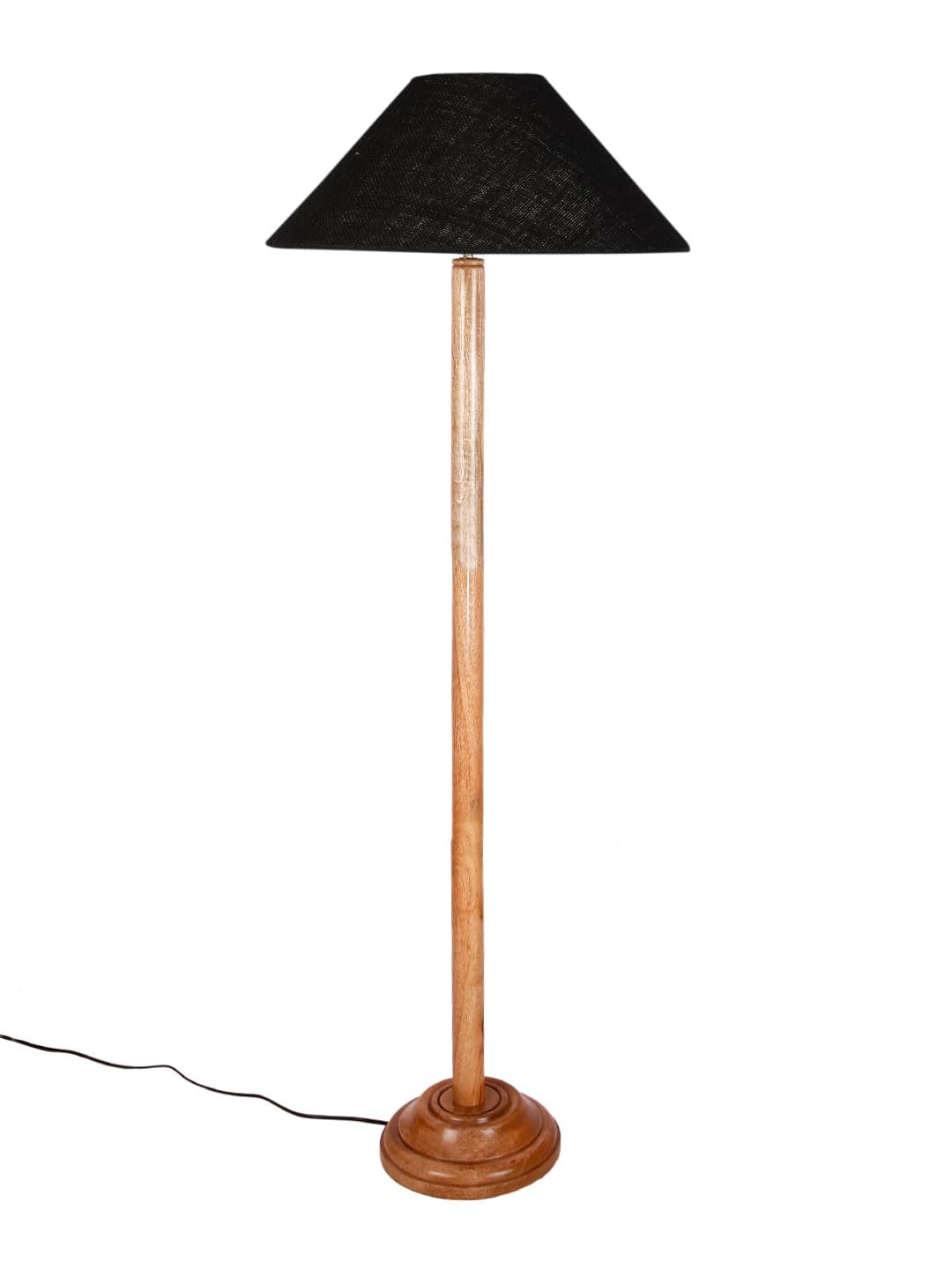 Black Jute Coolie Shade Wood Floor lamp for Decoration/Office/Home/Gifting/Study .(13x13x55.7 Inches)