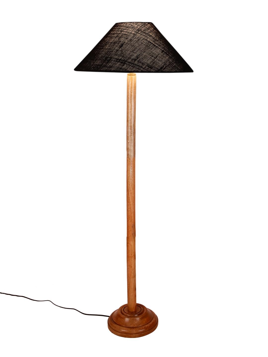 Black Jute Coolie Shade Wood Floor lamp for Decoration/Office/Home/Gifting/Study .(13x13x55.7 Inches)