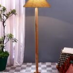 White Jute Coolie Shade Wood Floor lamp for Decoration/Office/Home/Gifting/Study .(13x13x55.7 Inches)