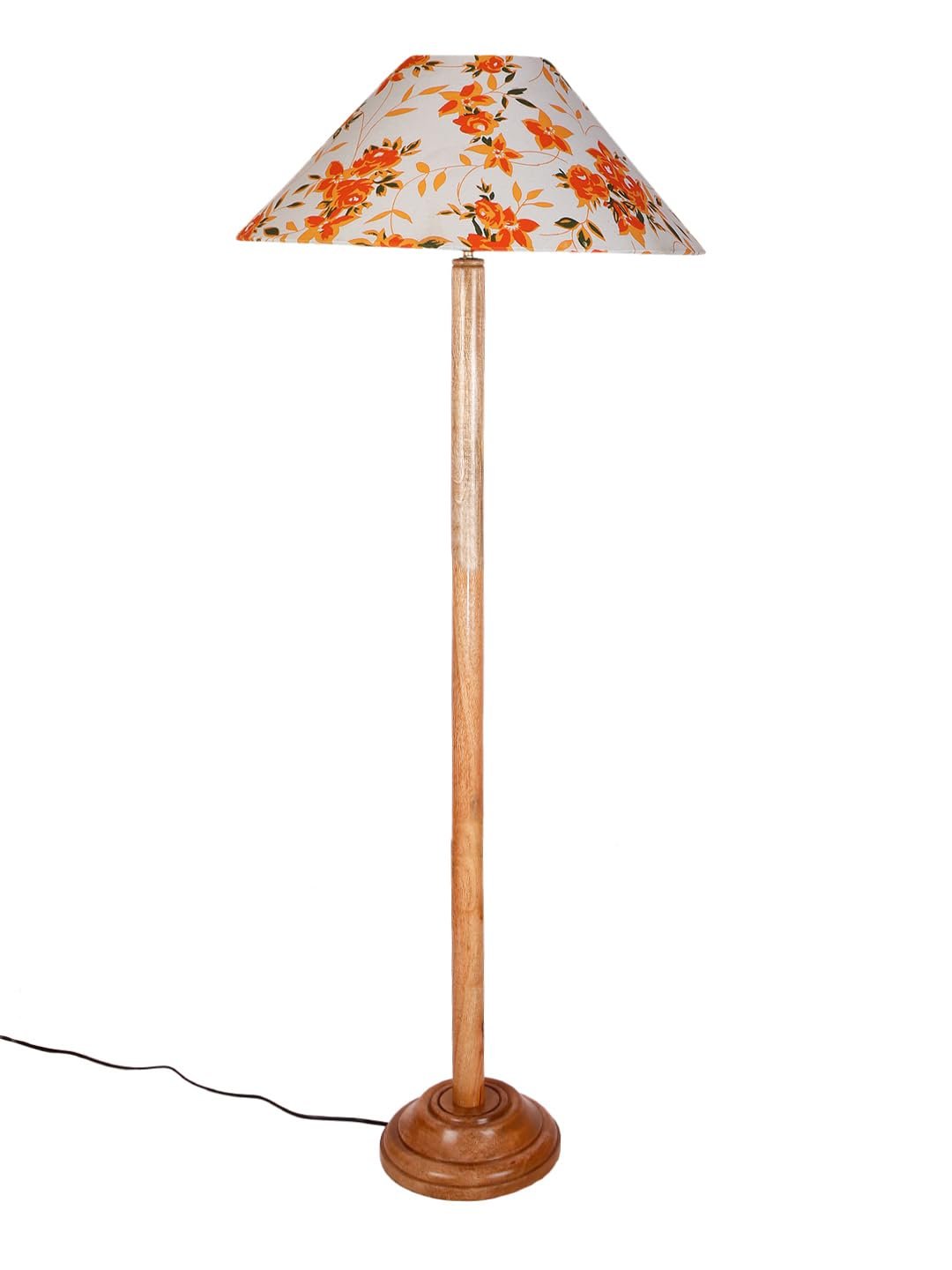Multicolor Coolie Cotton Shade Wood Floor lamp for Decoration/Office/Home/Gifting/Study .(13x13x55.7 inches)-E