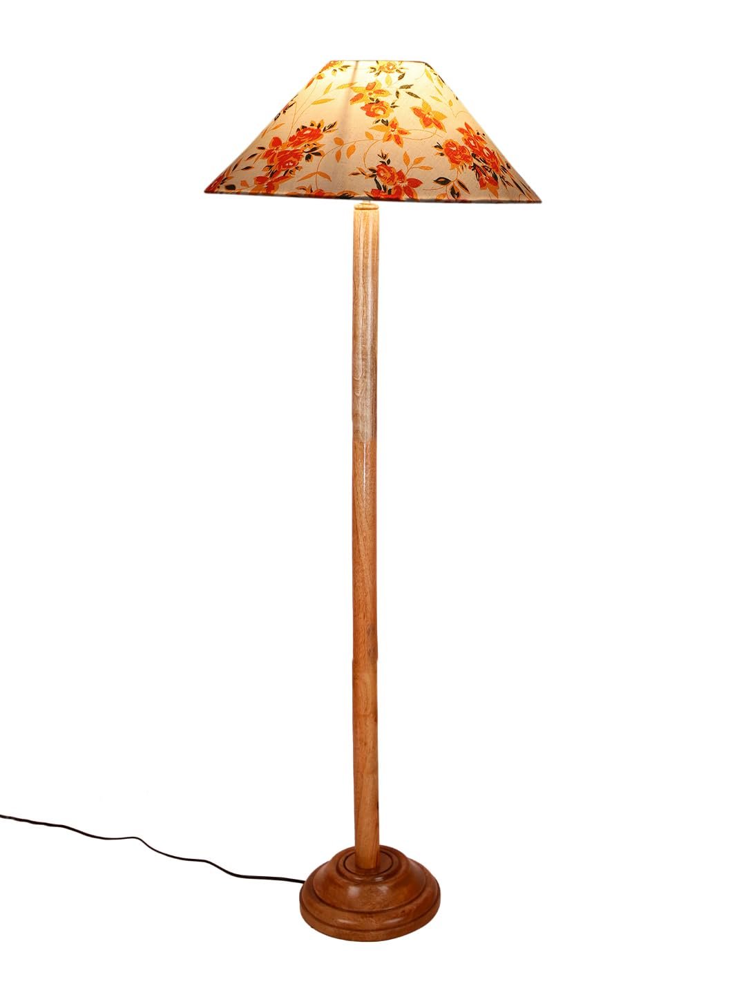 Multicolor Coolie Cotton Shade Wood Floor lamp for Decoration/Office/Home/Gifting/Study .(13x13x55.7 inches)-E
