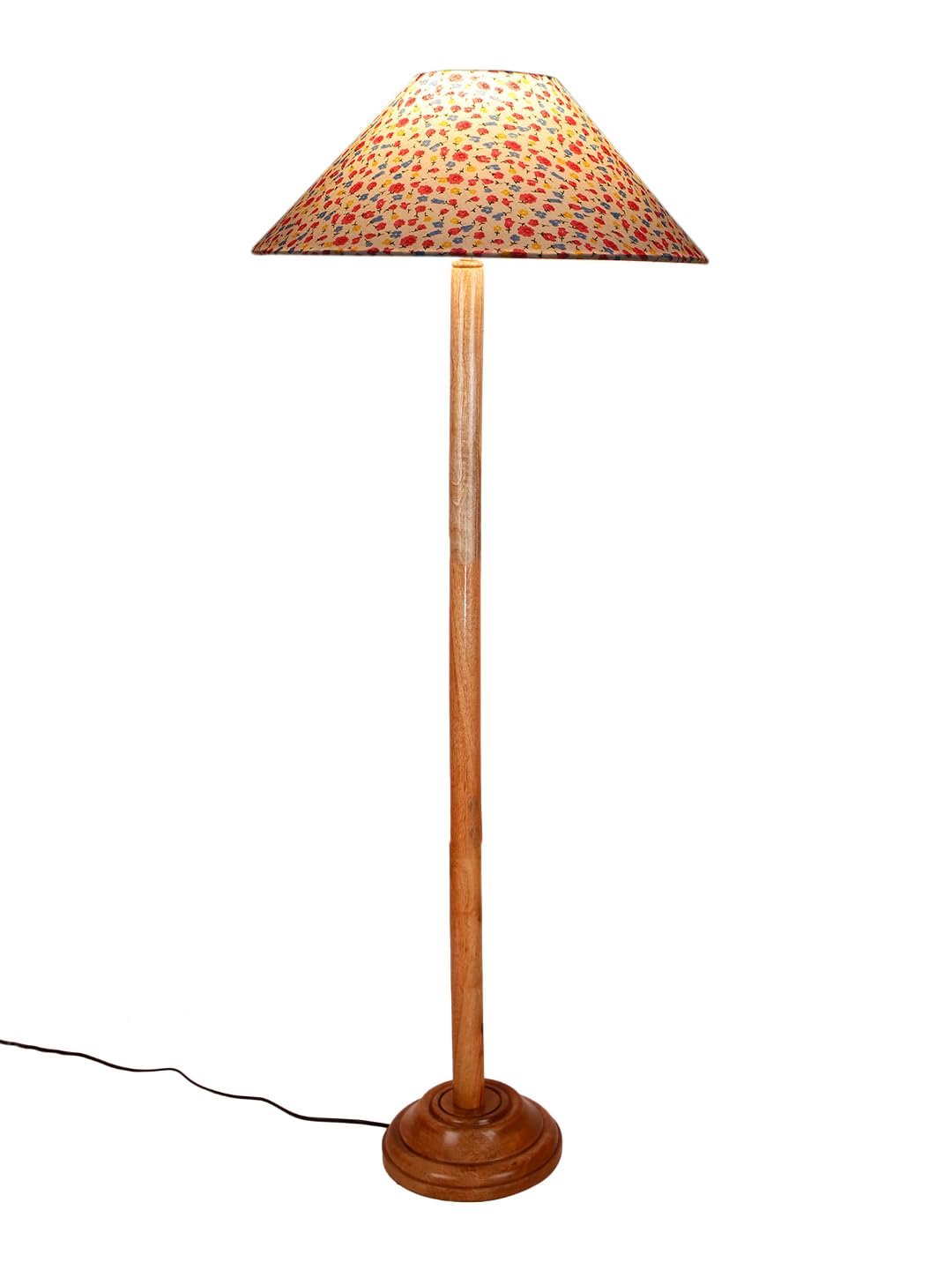 Multicolor Coolie Cotton Shade Wood Floor lamp for Decoration/Office/Home/Gifting/Study .(13x13x55.7 inches)
