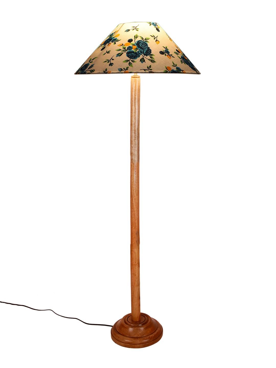 Multicolor Coolie Cotton Shade Wood Floor lamp for Decoration/Office/Home/Gifting/Study .(13x13x55.7 inches)-F