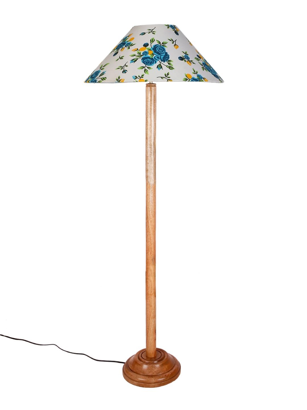 Multicolor Coolie Cotton Shade Wood Floor lamp for Decoration/Office/Home/Gifting/Study .(13x13x55.7 inches)-F