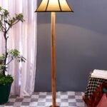 Multicoloured Cotton Shade Wood Floor lamp for Decoration/Office/Home/Gifting/Study-(12x12x56.7 inches)