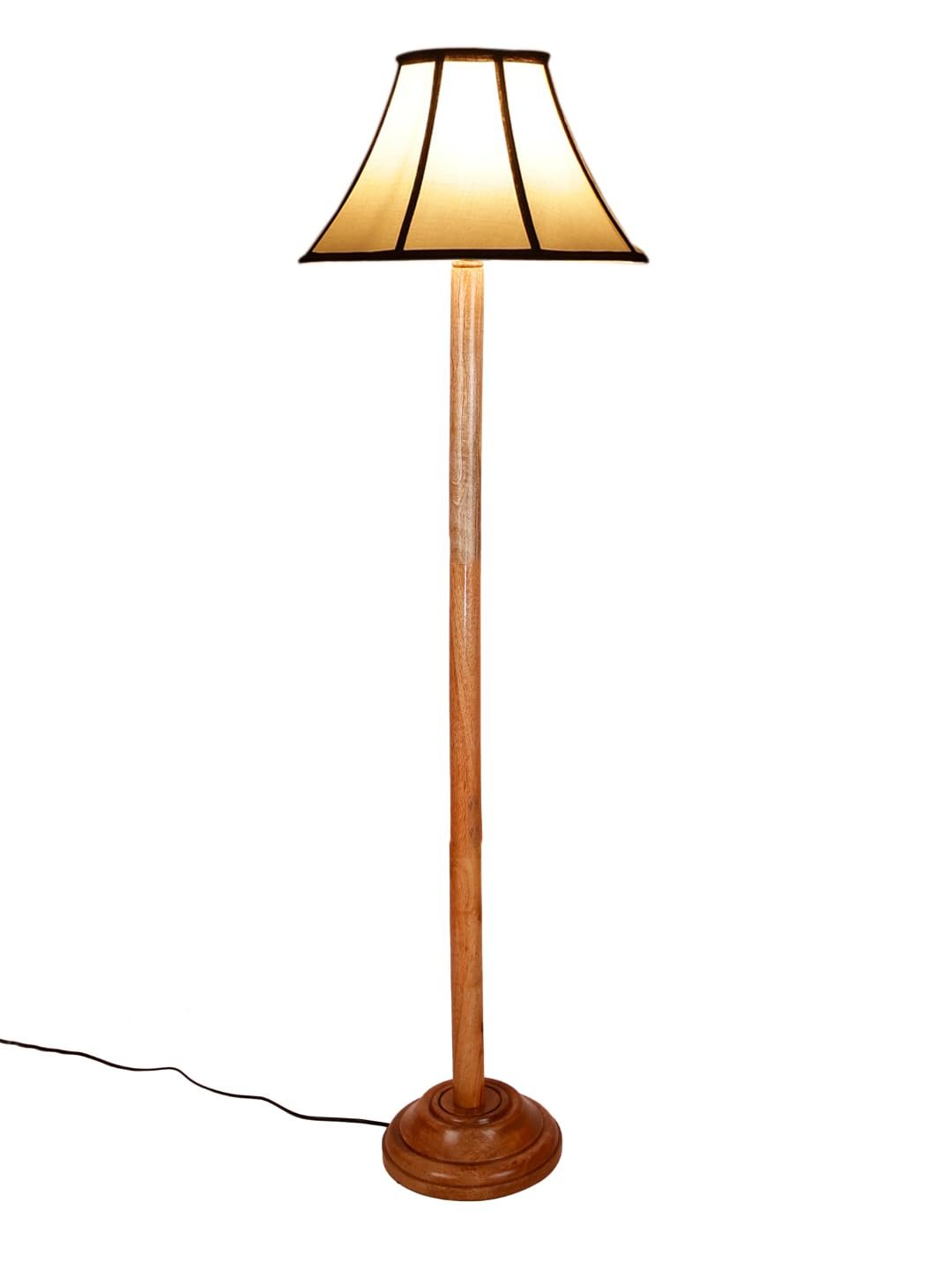 Multicoloured Cotton Shade Wood Floor lamp for Decoration/Office/Home/Gifting/Study-(12x12x56.7 inches)