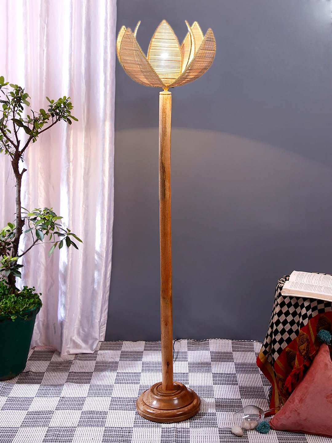 Rose Bamboo Shade Wood Floor lamp for Decoration/Office/Home/Gifting/Study-(12x12x56.2 inches)
