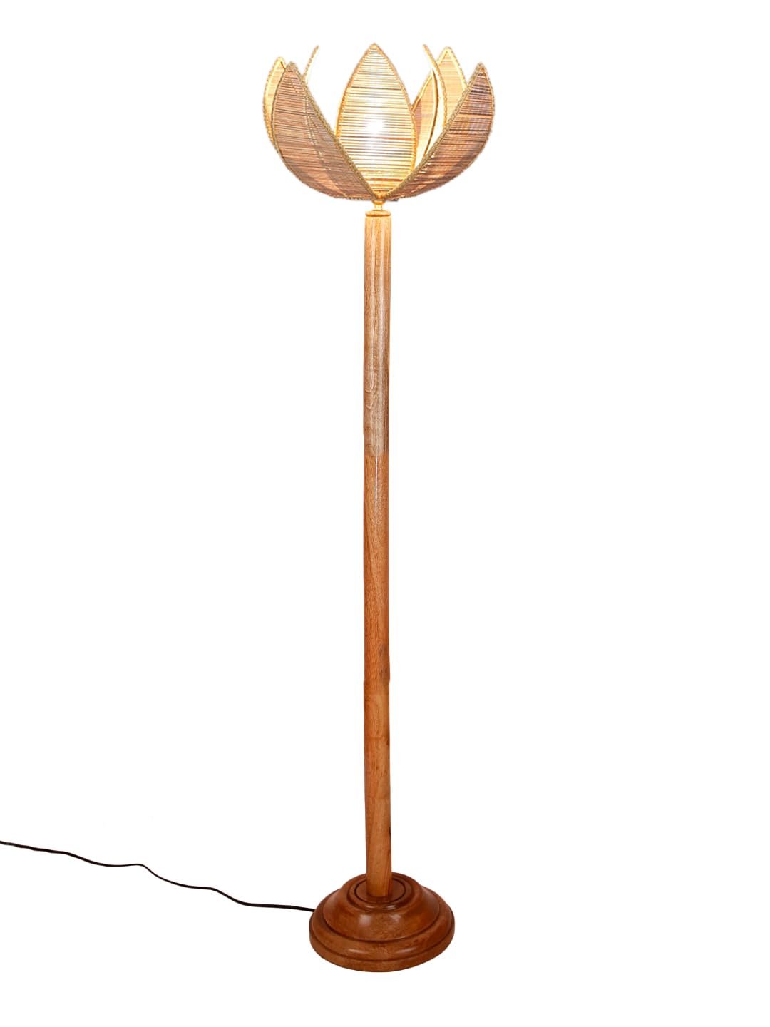 Rose Bamboo Shade Wood Floor lamp for Decoration/Office/Home/Gifting/Study-(12x12x56.2 inches)
