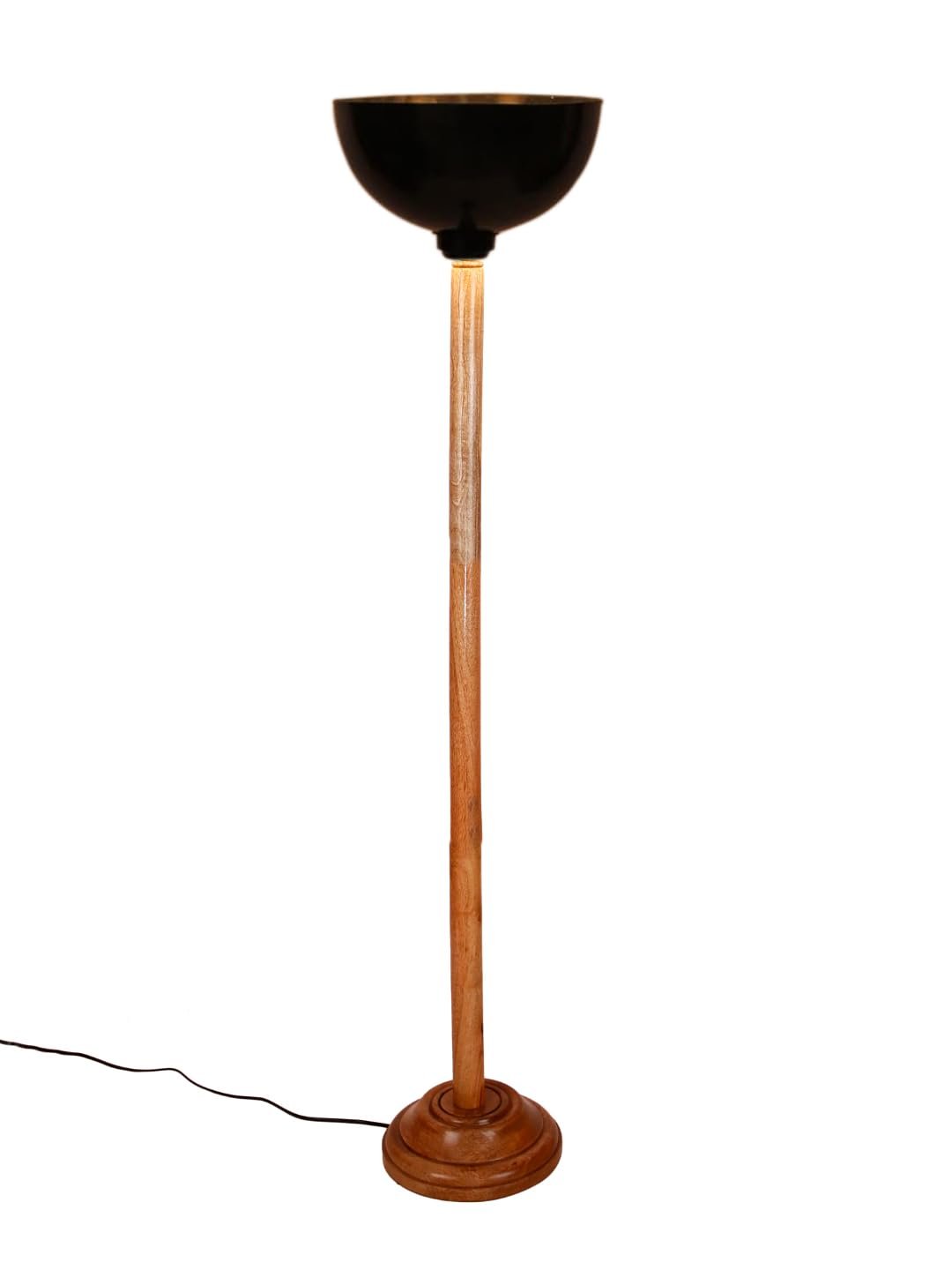 Metal Shade Floor Lamps with Natural Wood Wase for Decoration/Office/Home/Gifting/Study -(10x10x55) Inches