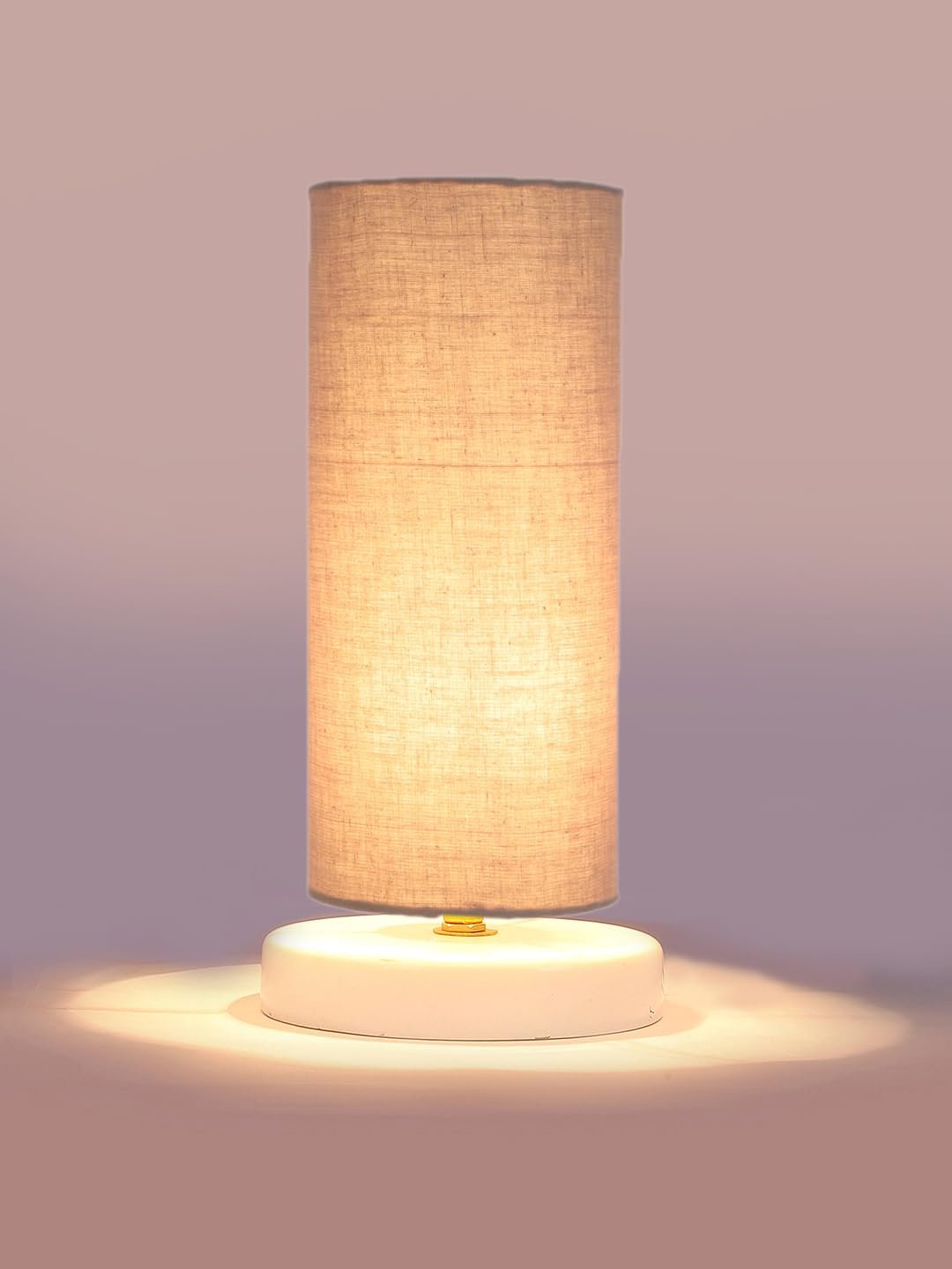 Grey Cotton Table lamp with White Wood Base -9