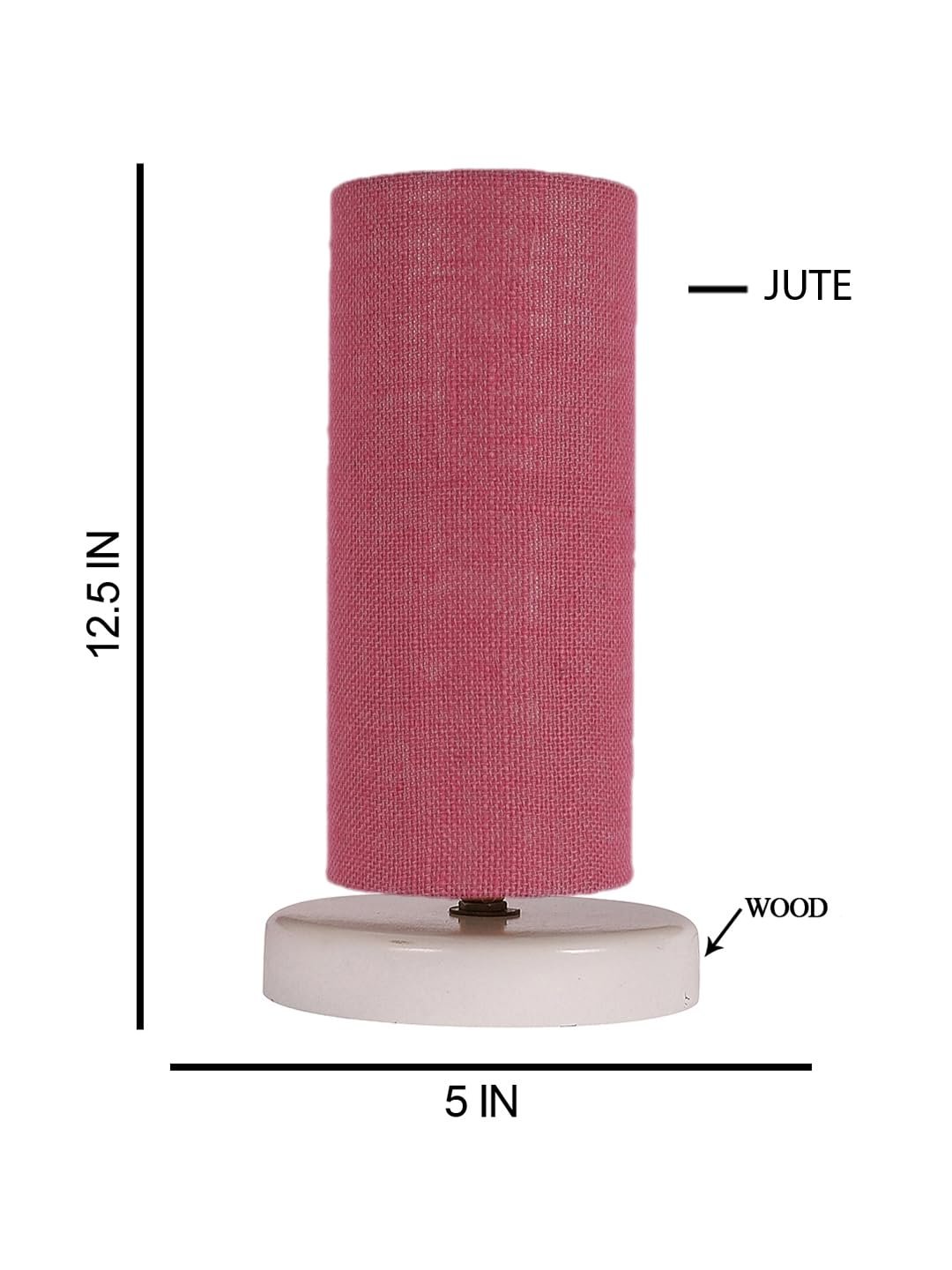 Pink Jute Table lamp with White Wood Base -13