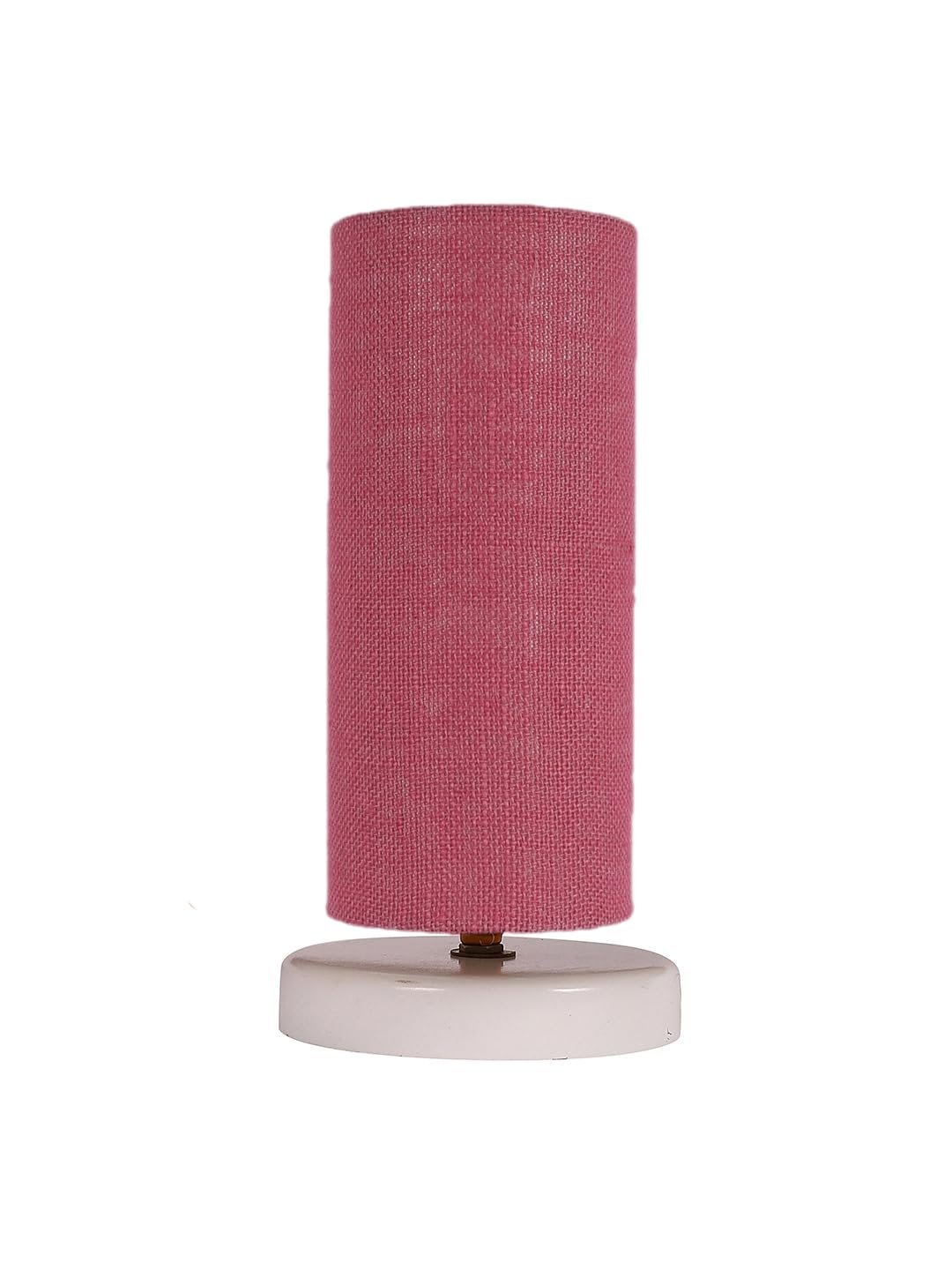 Pink Jute Table lamp with White Wood Base -13