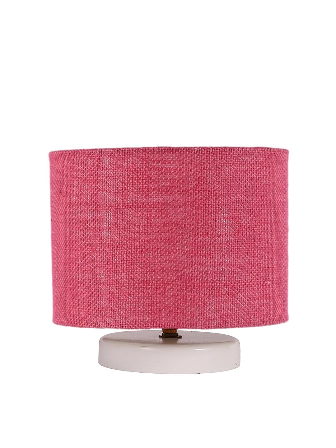 Pink Jute Table lamp with White Wood Base -28