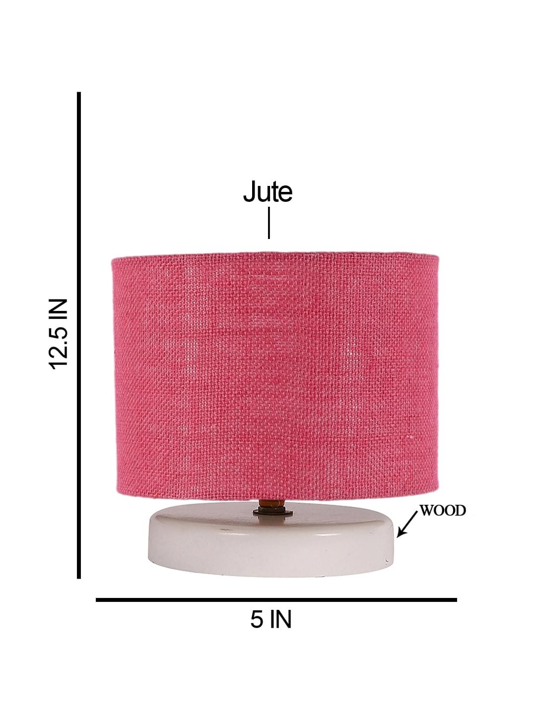 Pink Jute Table lamp with White Wood Base -28