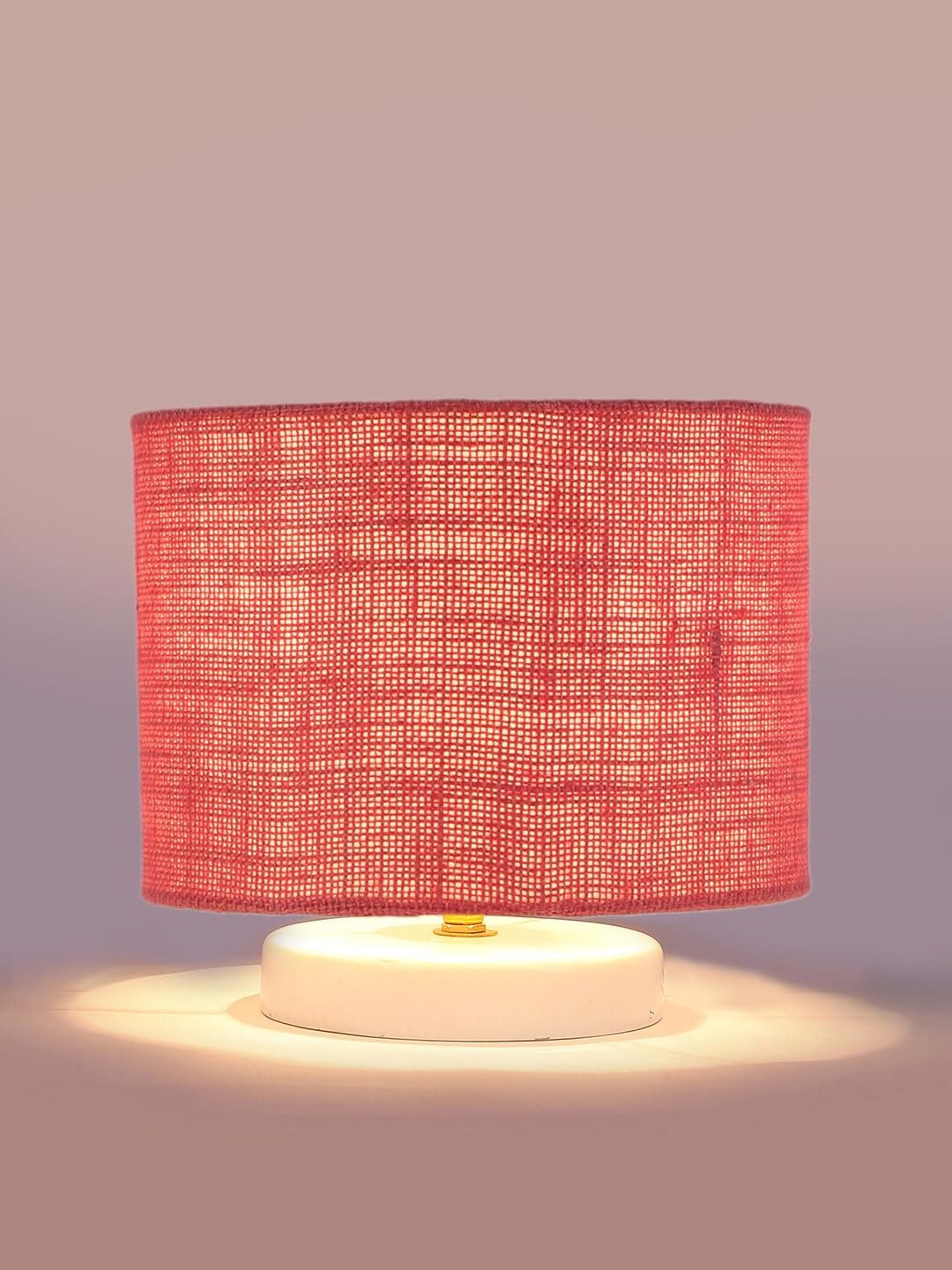 Pink Jute Table lamp with White Wood Base -28