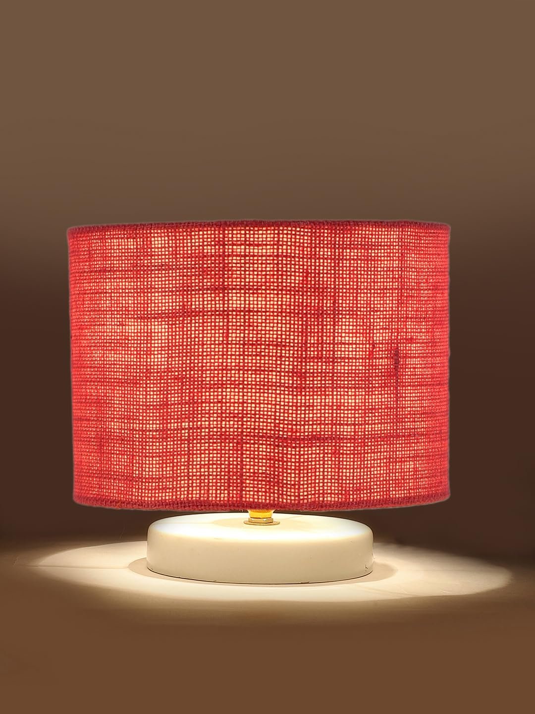 Pink Jute Table lamp with White Wood Base -28