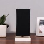 Square Black Cotton Table lamp with White Wood Base -43
