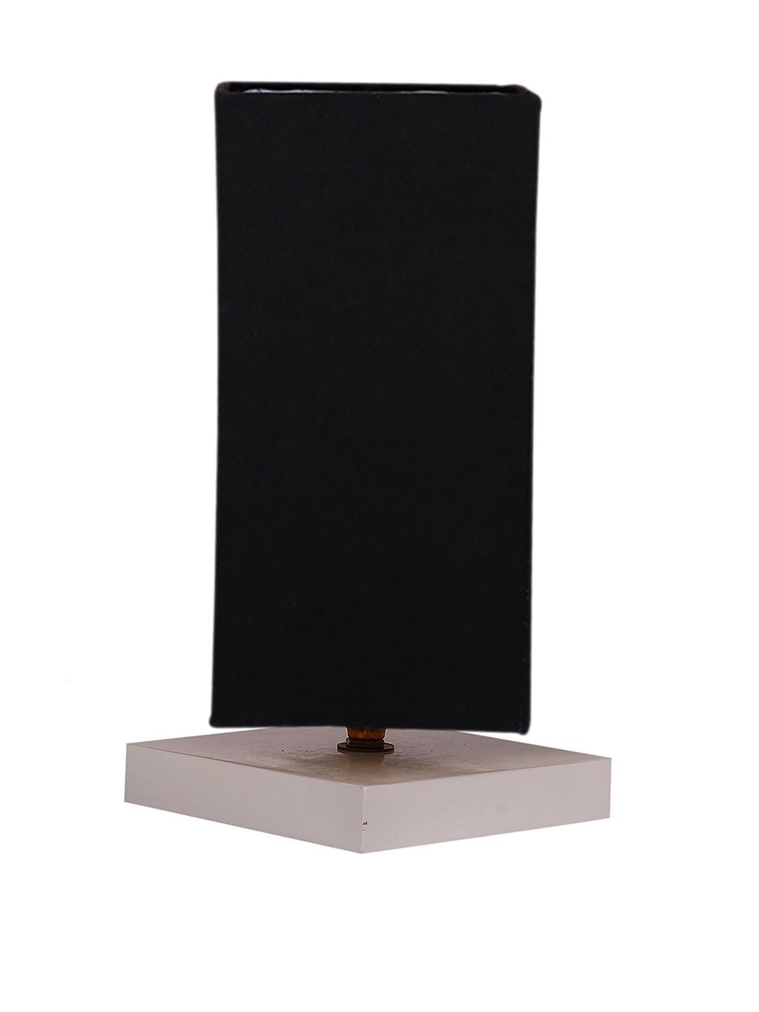 Square Black Cotton Table lamp with White Wood Base -43