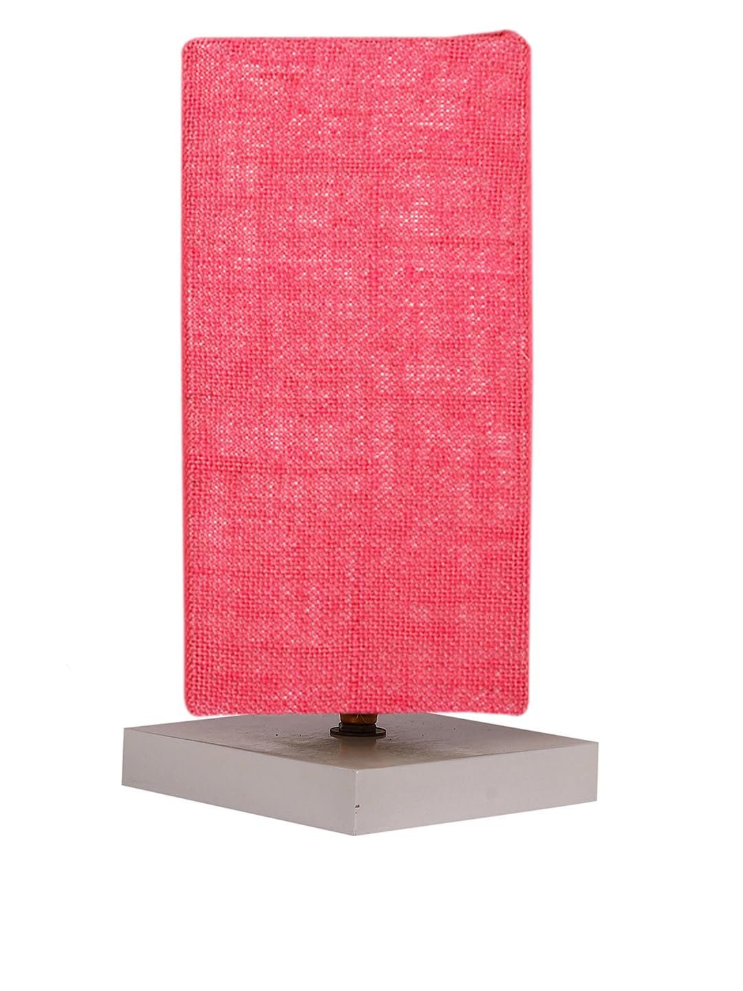 Square Pink Jute Table lamp with White Wood Base -50