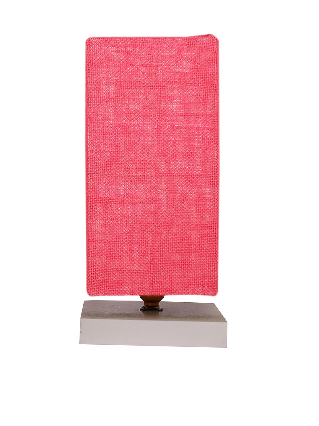 Square Pink Jute Table lamp with White Wood Base -50